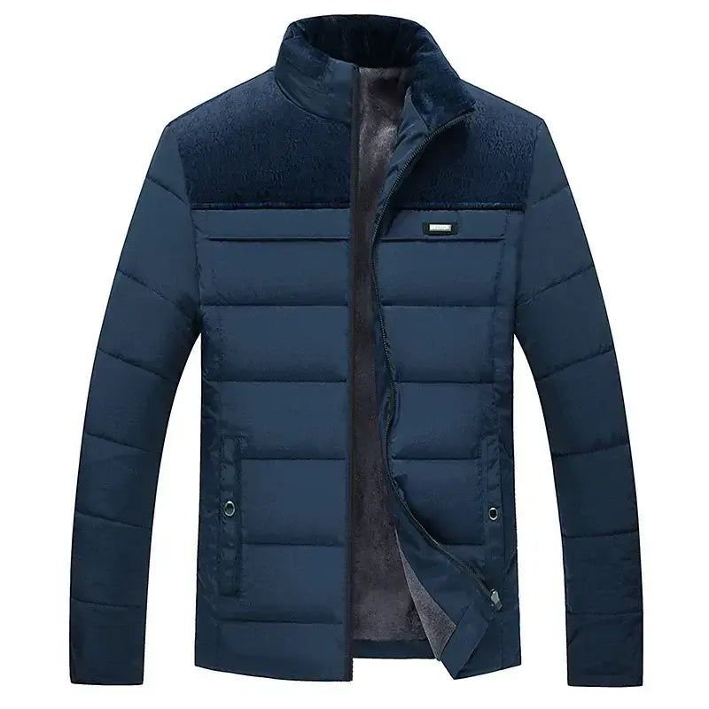 Jaqueta Puffer Masculina Grife Romenzi RZ148 com tecido resistente à água, design ajustado e isolamento térmico para sofisticação e funcionalidade.