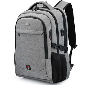 Mochila Executiva Romenzi RZ348 em tecido Oxford impermeável com porta USB e compartimento para notebook 17''. Ideal para negócios e deslocamentos.