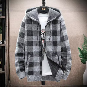 Moletom Masculino Xadrez com Capuz Romenzi RZ103 em padrão clássico material premium e capuz que oferece estilo conforto e proteção nos dias frios