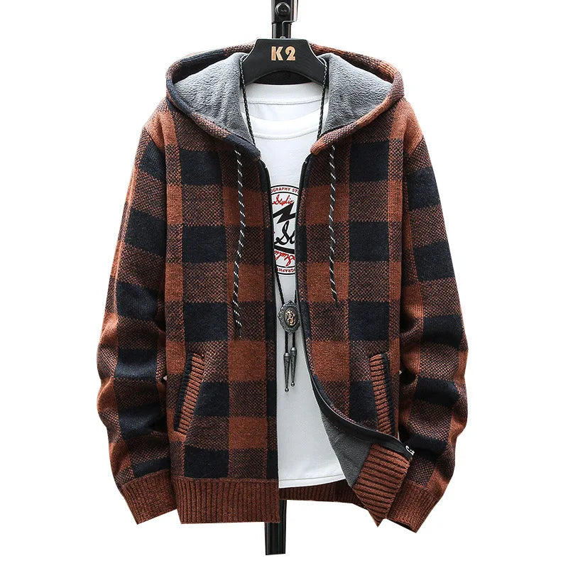 Moletom Masculino Xadrez com Capuz Romenzi RZ103 em padrão clássico material premium e capuz que oferece estilo conforto e proteção nos dias frios