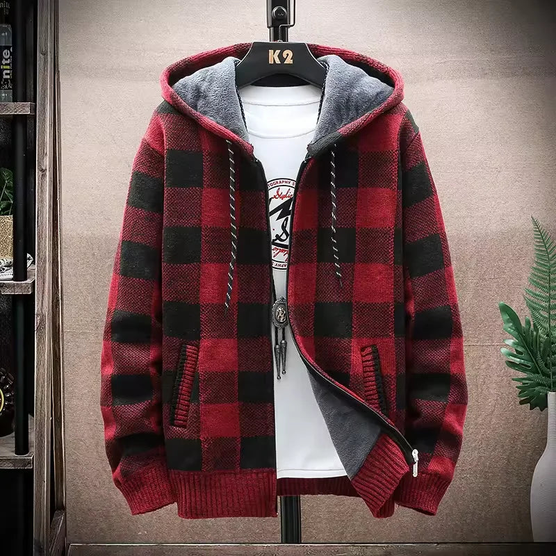 Moletom Masculino Xadrez com Capuz Romenzi RZ103 em padrão clássico material premium e capuz que oferece estilo conforto e proteção nos dias frios