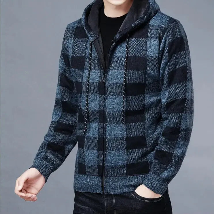 Moletom Xadrez Masculino com Capuz Romenzi RZ110 com design xadrez elegante capuz e conforto que combinam estilo casual e modernidade