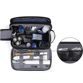 Nécessaire Bagsmart Romenzi Murphy RZ676 em destaque, modelo sofisticado disponível em azul, preto e cinza que oferece organização, estilo e praticidade.