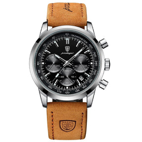 Relógio Masculino com Pulseira de Couro Romenzi RZ698, design sofisticado e versátil, mecanismo de quartzo preciso e resistência à água para o dia a dia.
