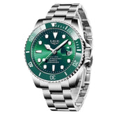 Relógio Masculino LIGE Diamond Romenzi RZ528 feito em aço inoxidável com vidro temperado, Quartz japonês, ponteiros luminosos e resistência à água 50m.
