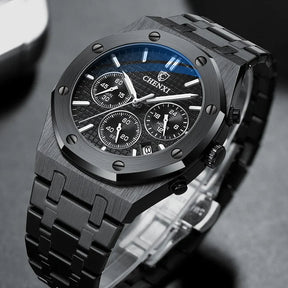 Relógio Masculino Romenzi Aero RZ700 com design imponente, pulseira ajustável e resistência à água, unindo estilo, conforto e durabilidade em todas ocasiões.