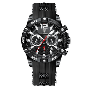 Relógio Masculino Romenzi Agile RZ701 com pulseira em látex e aço inoxidável 904L, design moderno e resistente que une conforto, elegância e praticidade.