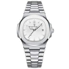 Relógio Masculino Romenzi Atlas RZ703 com pulseira em aço inox 904L, vidro de safira, 40 mm, resistência à água 3ATM e design sofisticado náutico.