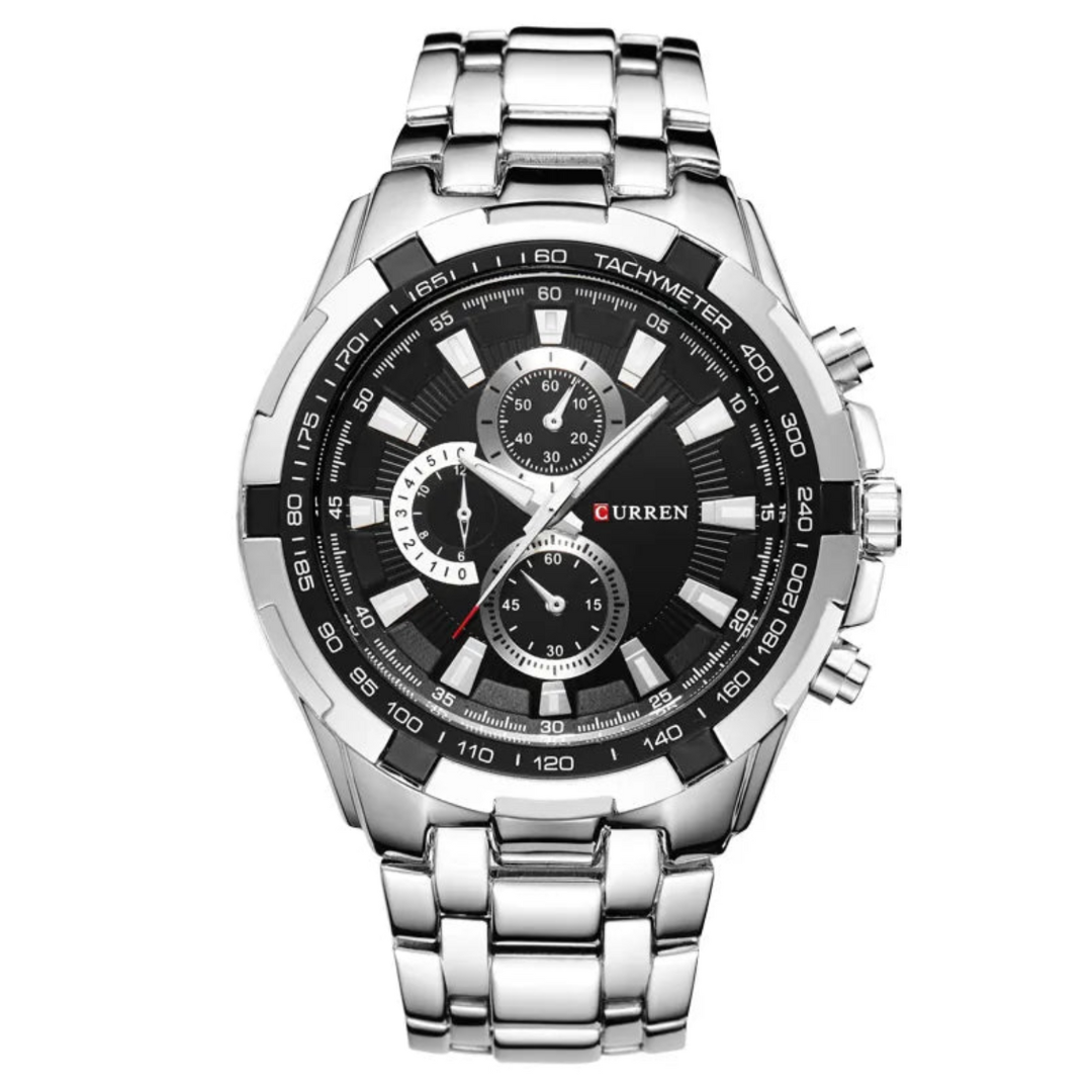 Relógio Masculino Romenzi Cardster RZ704 com pulseira em aço inoxidável 904L, mostrador em vidro de safira e design sofisticado que une estilo e durabilidade.