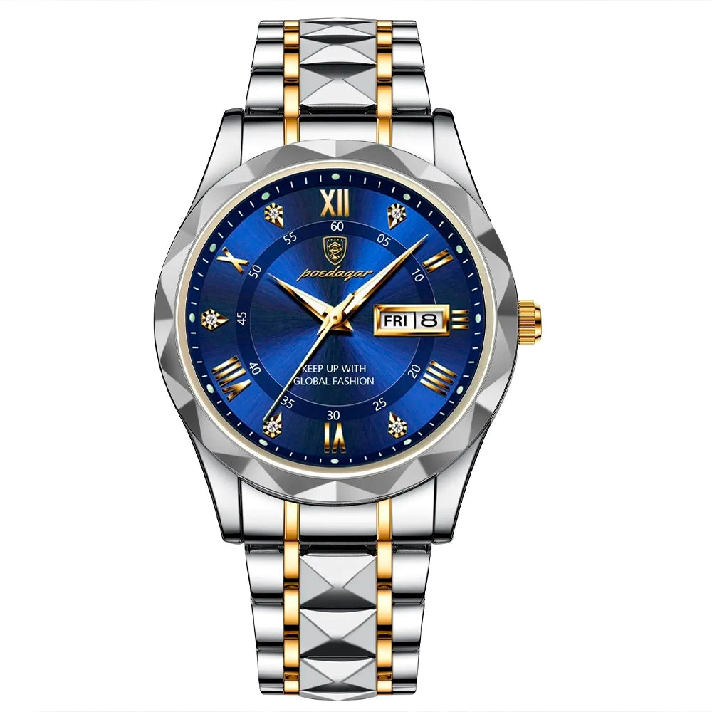 Relógio Masculino Romenzi Fortuna RZ709 com pulseira em aço inoxidável, mecanismo de quartzo preciso e design elegante e atemporal para qualquer ocasião.