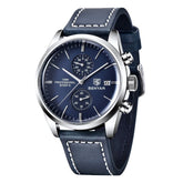 Relógio Masculino Romenzi Majestic RZ716 com pulseira em couro ajustável, vidro de safira, quartzo japonês e resistência à água até 30 metros.
