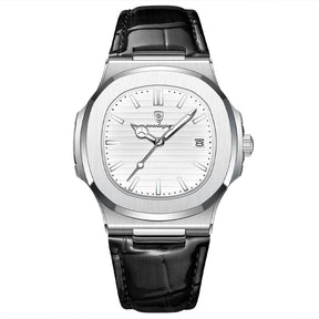 Relógio Masculino Romenzi Noir RZ718 com pulseira em couro genuíno, vidro de safira e design sofisticado que une estilo, durabilidade e precisão.