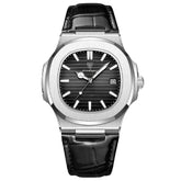 Relógio Masculino Romenzi Noir RZ718 com pulseira em couro genuíno, vidro de safira e design sofisticado que une estilo, durabilidade e precisão.