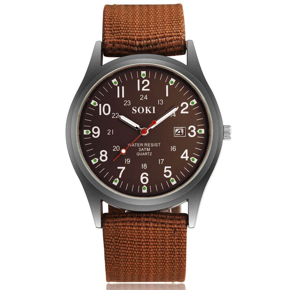 Relógio Masculino SOKI Romenzi RZ534 com design robusto, pulseira em corda naval ultra resistente, vidro de quartzo e resistência à água até 30 metros.