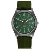 Relógio Masculino SOKI Romenzi RZ534 com design robusto, pulseira em corda naval ultra resistente, vidro de quartzo e resistência à água até 30 metros.