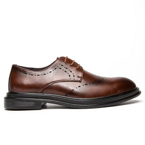 Sapato Masculino Derby em Couro Romenzi RZ351 com cadarço trançado, couro de alta qualidade e plataforma de 4 cm. Elegância para todas as ocasiões.
