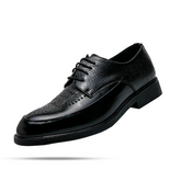 Sapato Masculino Derby Romenzi RZ357 em couro em escamas com cadarço trançado e plataforma. Estilo refinado nas cores preto e marrom