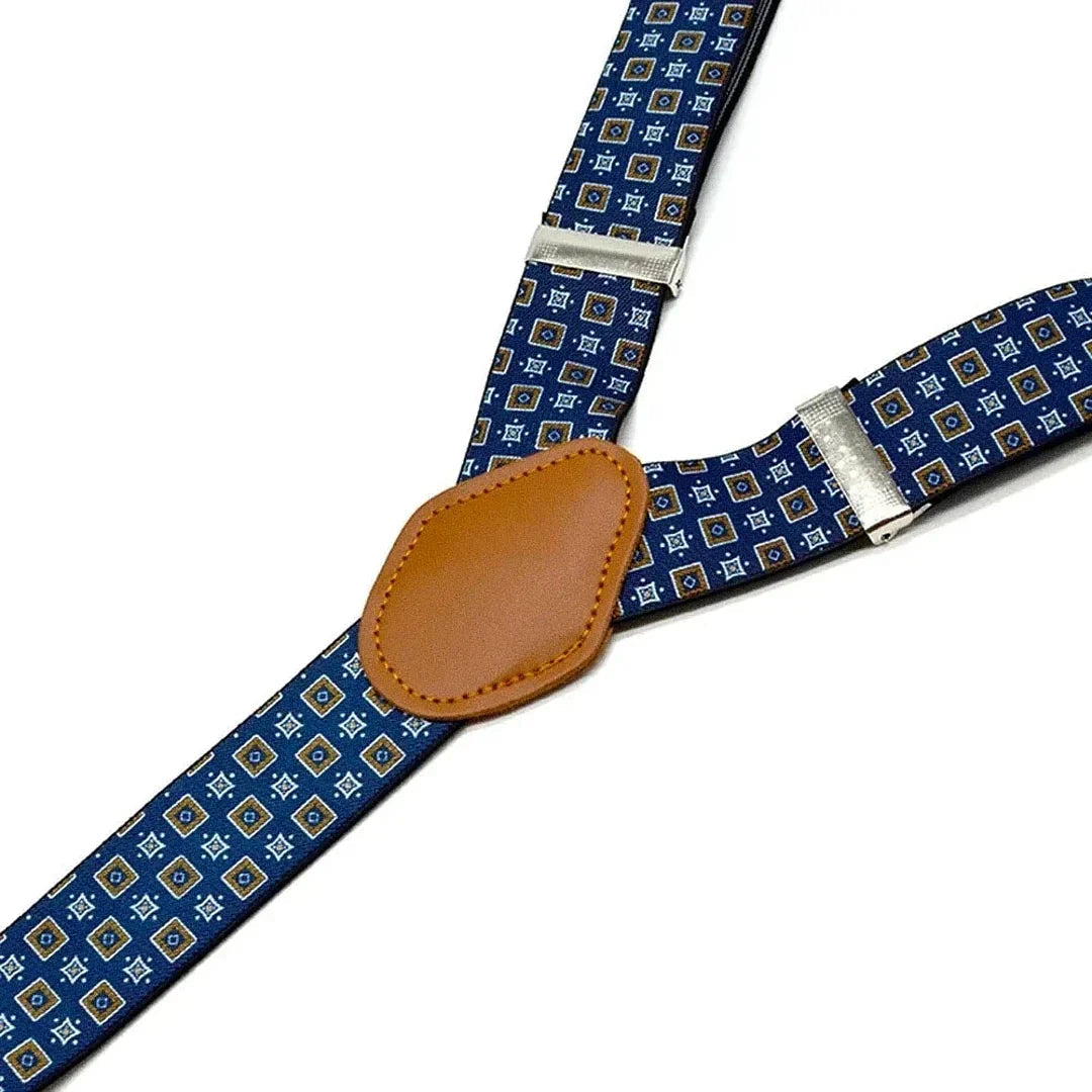 Suspensório Masculino Estampado Romenzi RZ769 fotografado em detalhe, acessório elegante e resistente que completa o look masculino com sofisticação e personalidade.