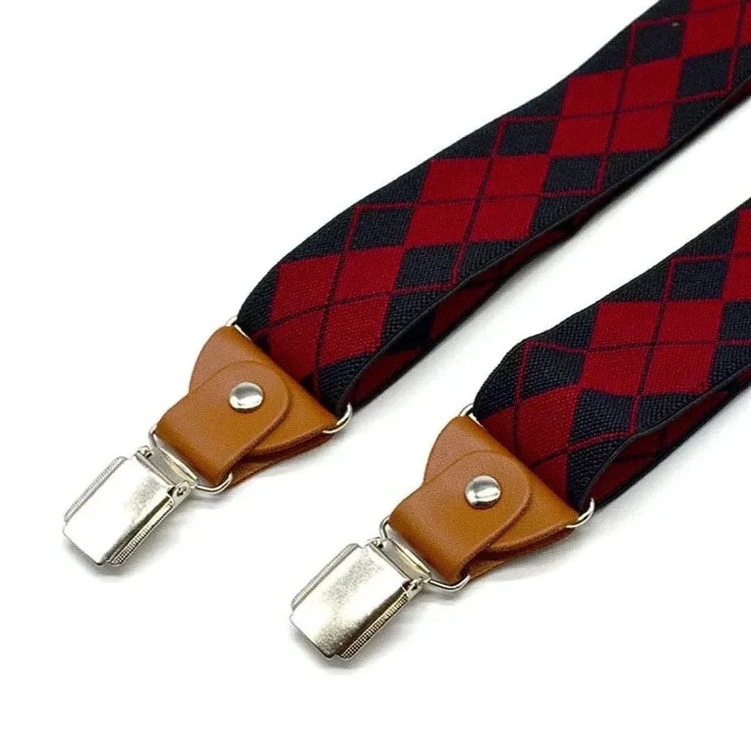 Suspensório Masculino Xadrez Romenzi RZ774 com design sofisticado, ajuste confortável e materiais de alta qualidade que garantem elegância e durabilidade.