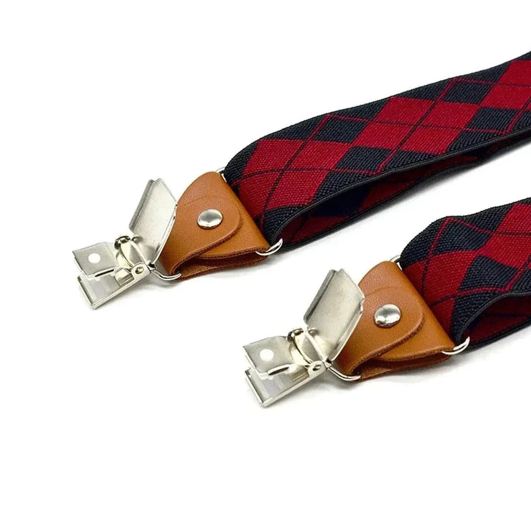 Suspensório Masculino Xadrez Romenzi RZ774 com design sofisticado, ajuste confortável e materiais de alta qualidade que garantem elegância e durabilidade.