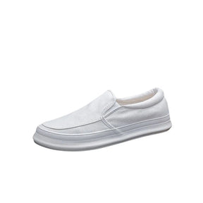 Tênis Masculino Slip On Romenzi RZ408 em tecido leve e palmilha em PU, estilo casual nas cores bege, verde musgo, branco e preto.